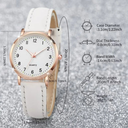 Montre femme mode décontractée avec bracelet, ensemble de montres, bracelet en cuir, cadran rond simple, montre-bracelet à quartz pour femme, montre habillée, horloge, montre femme
