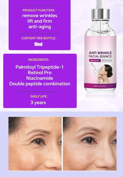 Effet anti-rides instantané, élimine les rides du visage, sérum hydratant pour les ridules autour des yeux, pattes d’oie, rides du cou