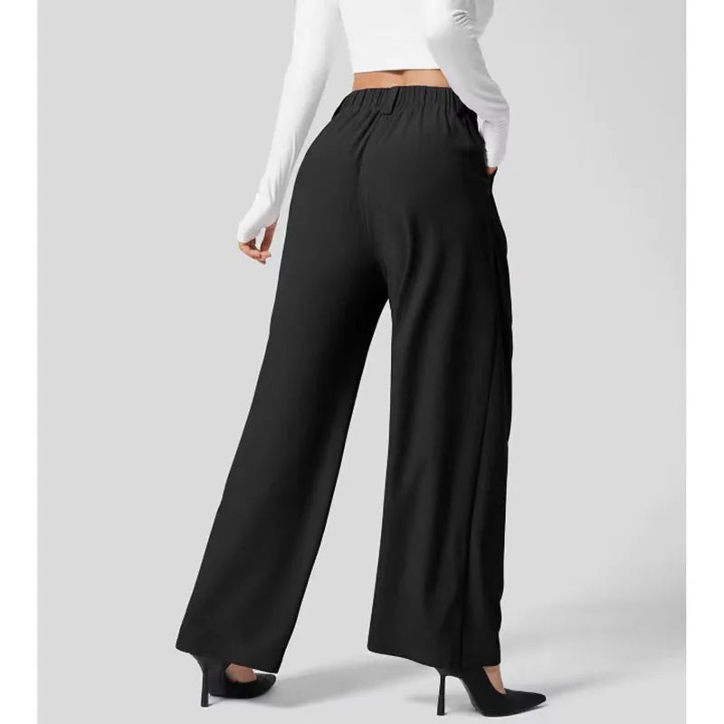 Pantalons pour femmes Pantalons pour femmes à taille haute et jambes larges Pantalons décontractés amples Pantalons droits pour dames de bureau Mode coréenne Pantalons élégants