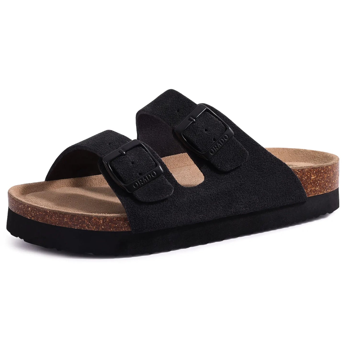 Smile Pop Classic Arizoan Hommes Chaussons en daim Hommes Sabots Sandales en daim de vache d’extérieur antidérapantes avec brides à boucles réglables