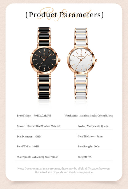 POEDAGAR Montre de luxe haut de gamme avec diamants pour femme, haute qualité, étanche, montre à quartz pour dames en acier inoxydable, montre féminine + boîte