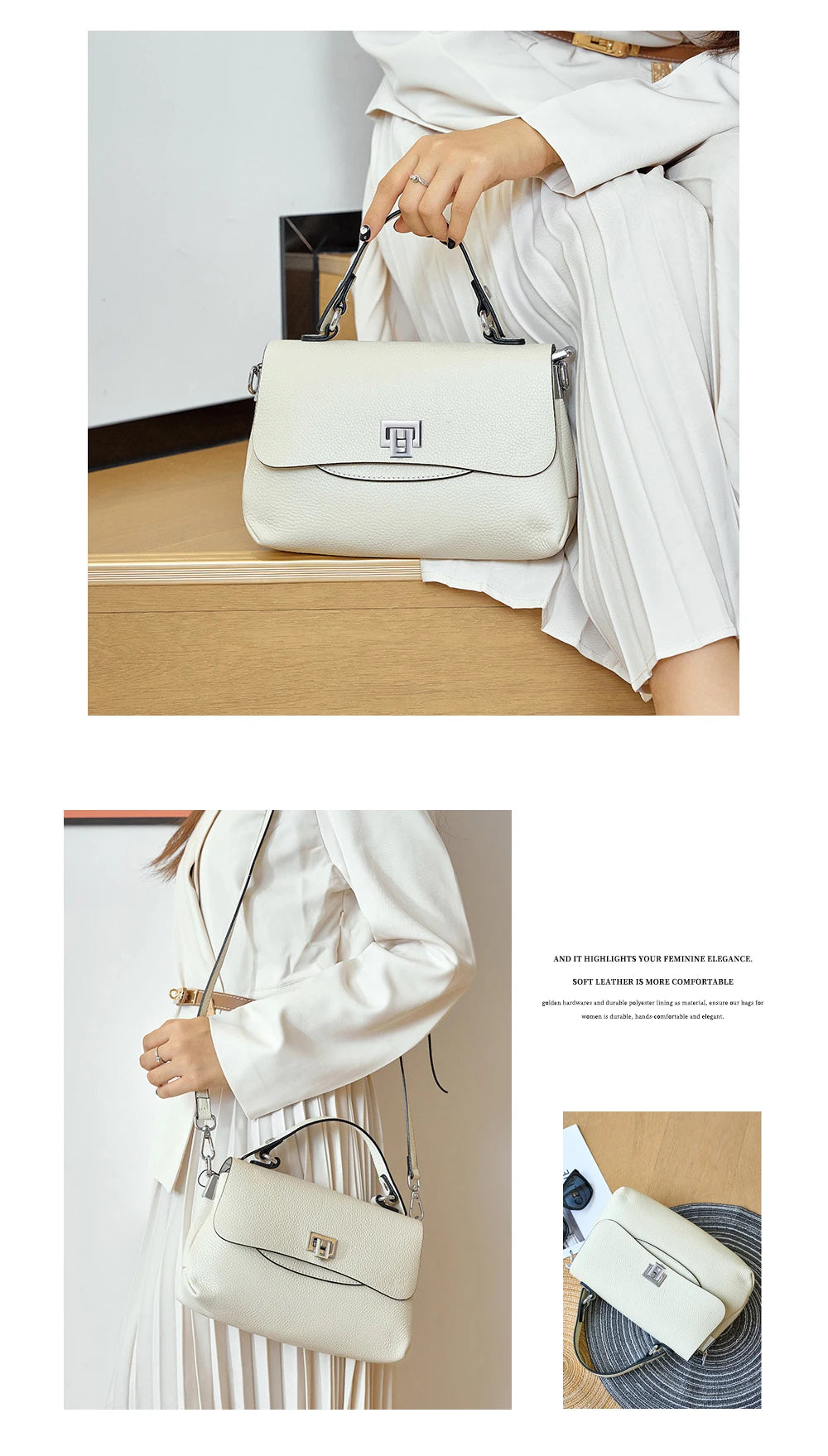 Sac à main Zency pour femme en cuir véritable avec poignée supérieure, style enveloppe simple et tendance, sac à bandoulière de marque de luxe, petit sac bandoulière croisé pour femme