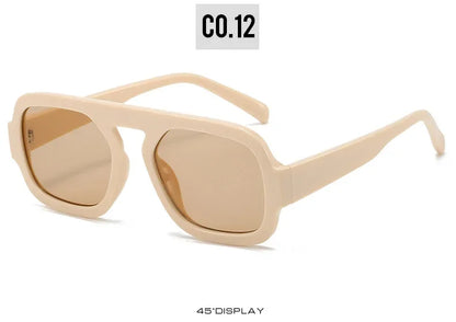 JNPCXI Lunettes de soleil carrées rétro pour femmes, design de marque tendance, verres dégradés UV400, lunettes de soleil punk pour hommes