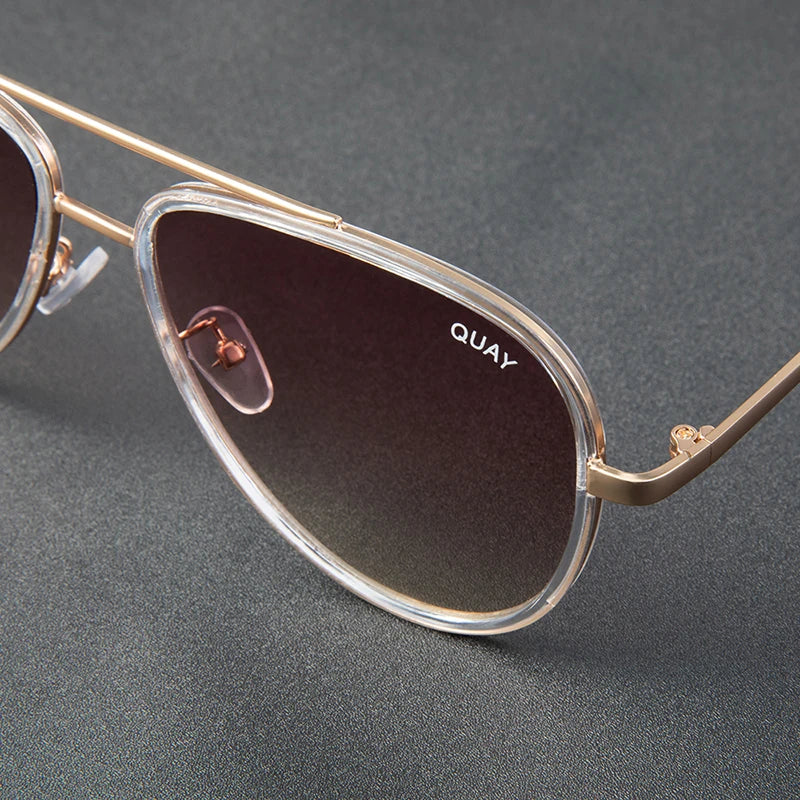 Lunettes de soleil aviateur de marque de mode pour femmes, vintage, de créateur, tout-en-un, lunettes de soleil pour femmes, rétro, monture en alliage, lunettes Quay UV400