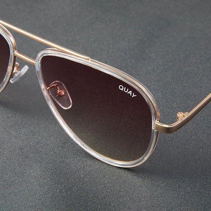 Lunettes de soleil aviateur de marque de mode pour femmes, vintage, de créateur, tout-en-un, lunettes de soleil pour femmes, rétro, monture en alliage, lunettes Quay UV400