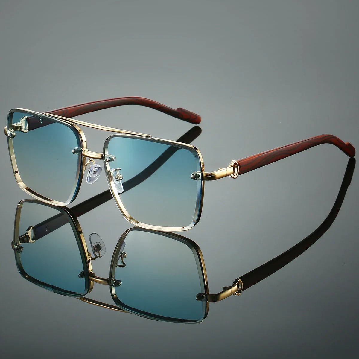 KAMMPT Fashion Lunettes de soleil rétro carrées en métal pour femme, design original de marque, lunettes de conduite nouvelles à double pont style pilote