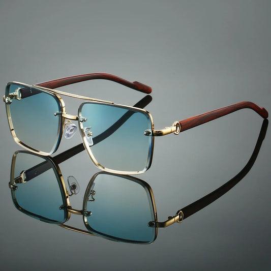 KAMMPT Fashion Lunettes de soleil rétro carrées en métal pour femme, design original de marque, lunettes de conduite nouvelles à double pont style pilote