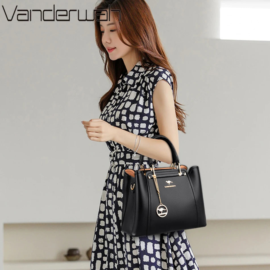 Sac bandoulière de luxe pour femme 2024, designer à 3 couches, grand sac à main en cuir à grande capacité pour femme, sac shopper de marque, sac fourre-tout messager.