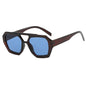 Lunettes de soleil rétro à double pont pour femmes, grande monture léopard dégradé thé, lunettes tendance de luxe de créateur, lunettes de soleil pour hommes