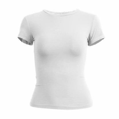 Vêtements pour femme T-shirt à manches courtes haut slim fit pour femmes col rond tee-shirt moulant en maille style streetwear sexy sportif 2024 Y2K nouveau 2410