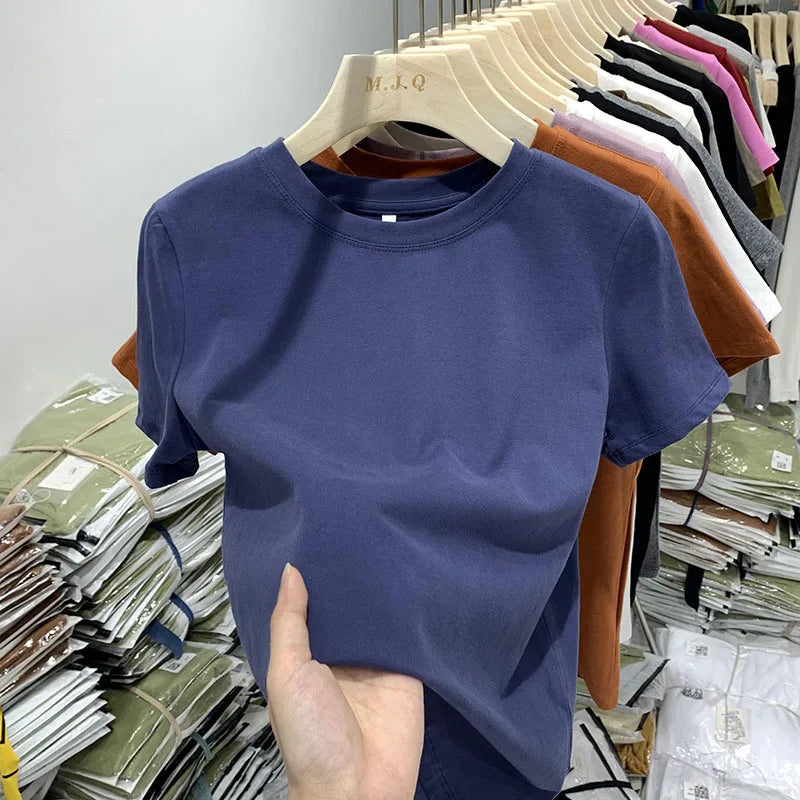 T-shirt pour femme, t-shirt pour filles, vêtements pour femmes, hauts, t-shirt en coton, t-shirt féminin à manches courtes, tee-shirt de printemps, haut sexy Y2K, blanc