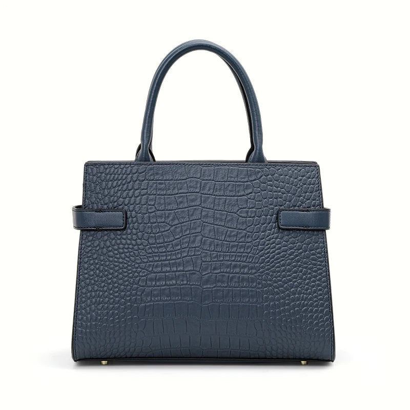 Sac à main pour femme en cuir véritable de vachette, convertible en port bandoulière et épaule, avec foulard en soie, sac fourre-tout à motif crocodile