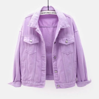Veste en jean classique pour femmes Jeans 2023 vestes en jean boyfriend pour femmes manteau oversize ample veste femme violet blanc jaune femme