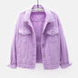 Veste en jean classique pour femmes Jeans 2023 vestes en jean boyfriend pour femmes manteau oversize ample veste femme violet blanc jaune femme