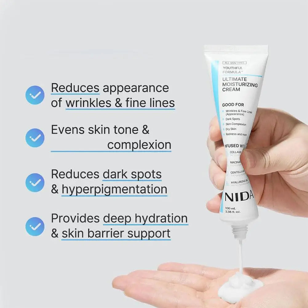 Crème hydratante ultime NIDA anti-âge réparatrice apaisante pour les pores, hydratant réparateur, essence blanchissante réduisant les rougeurs, soin de la peau