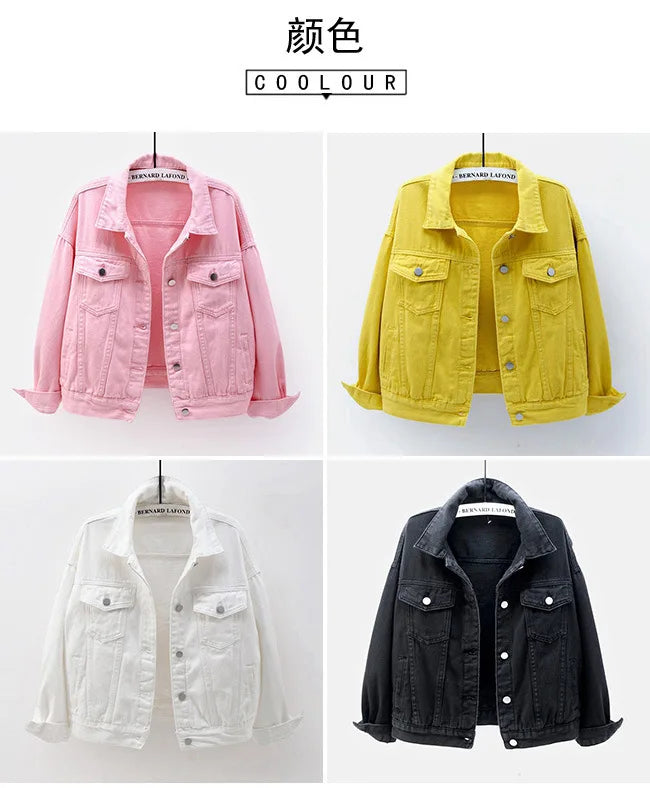 Veste en jean classique pour femmes Jeans 2023 vestes en jean boyfriend pour femmes manteau oversize ample veste femme violet blanc jaune femme