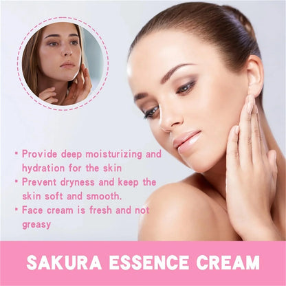 Crème essence Sakura du Japon, crème illuminatrice Sakura avec acide hyaluronique,