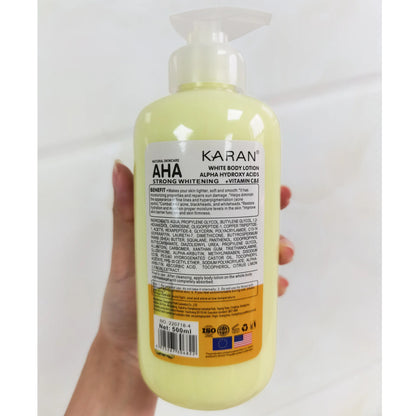 Lotion corporelle blanchissante 500 ml aux acides hydroxy AHA, vitamines C et E, lotion corporelle hydratante éclaircissante, élimine les marques d’acné, soin de la peau