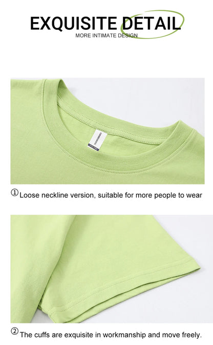 T-shirt femme Y2K 100 % coton, t-shirt décontracté de couleur unie, col rond, hauts d’été pour femmes, mode oversize, sportswear féminin tendance.
