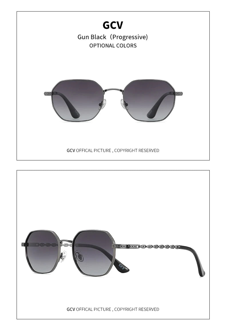 Lunettes de soleil GCV de marque classique rétro pour femmes, monture métallique rectangulaire carrée, verres polarisés, boîte Oculos De Sol Gafas