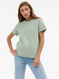 Bornladies Summer T-shirt femme 100 % coton, basique, tendance, uni, manches courtes, haut à superposer ample, 230 g/m², hauts et chemises