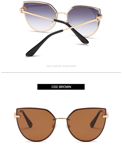 Lot de 2 lunettes de soleil pour femmes à grande monture, lunettes de soleil œil de chat dégradées pour femmes, protection UV pour extérieur, lunettes de créateur