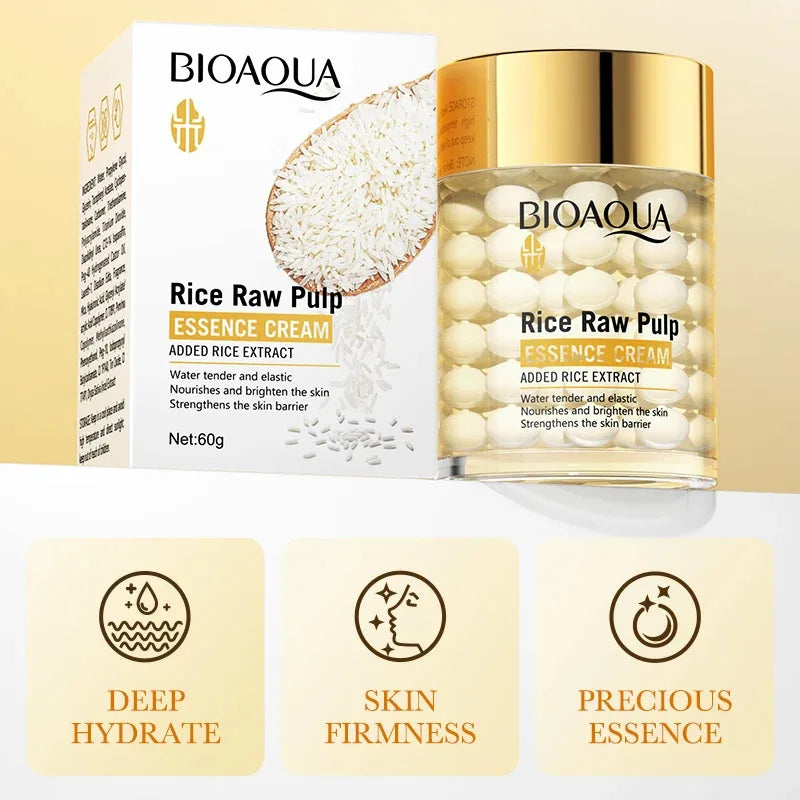 Crème essence hydratante profonde au riz BIOAOUA, crème visage éclaircissante et hydratante, crème raffermissante et rajeunissante, soin de la peau pour femmes