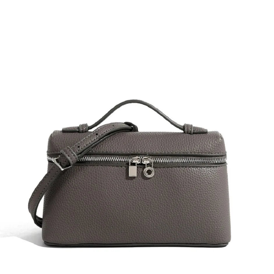 Sac à bandoulière en grain de litchi au style haut de gamme et de niche, mode simple, type boîte à lunch pour femme, exquis mini sac à main porté main et en bandoulière