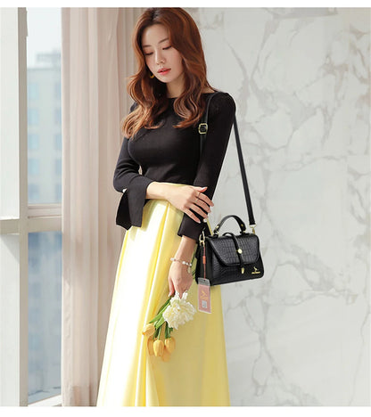 Sacs bandoulière en cuir crocodile 2024 pour femmes, sacs messager d’épaule pour femme, sacs à main et porte-monnaie de luxe de créateur pour dames.
