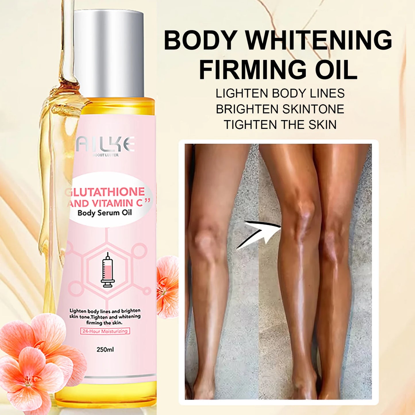 Crème de soin éclaircissante pour la peau AILKE, lotion éclaircissante, élimine les taches foncées avec glutathion, beurre de karité, crème corporelle hydratante