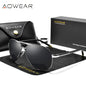 AOWEAR Lunettes d’aviation pour homme, lunettes de soleil polarisées miroir HD pour homme, lunettes de pilote pour la conduite, lunettes de soleil homme