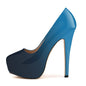 LOSLANDIFEN Escarpins à talons hauts pour femmes 14 cm, bout rond, stilettos, talons femme sexy, chaussures de mariage rouges pour dames, talons plateforme noirs