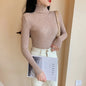 Pull femme automne-hiver 2026 à manches longues en maille, col roulé rabattable côtelé, doux et chaud, jumper pullover vêtements pour femme