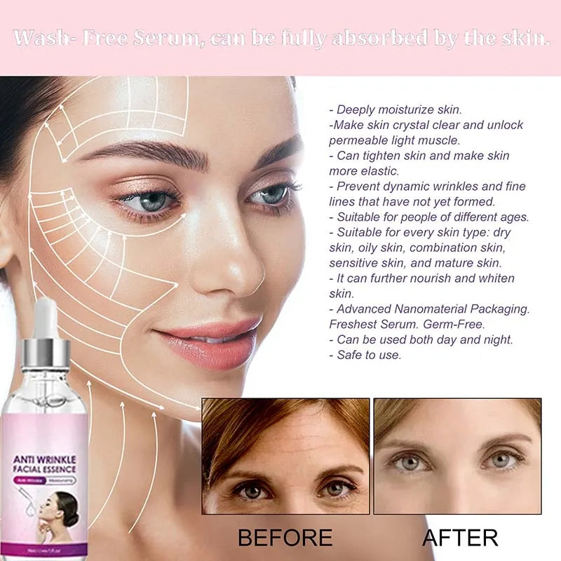 Effet anti-rides instantané, élimine les rides du visage, sérum hydratant pour les ridules autour des yeux, pattes d’oie, rides du cou