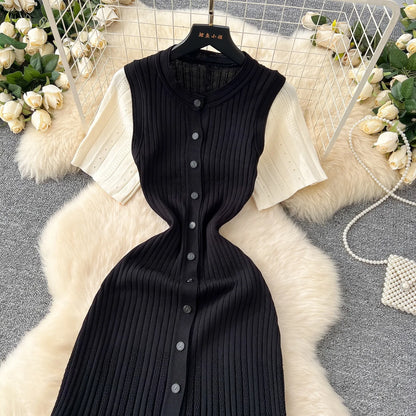 Robe longue en maille mode vintage de la marque YuooMuoo, col rabattu, élégante, à simple boutonnage, coupe trapèze, robe chemise longue pour femme, robes