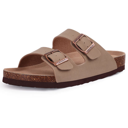 Smile Pop Classic Arizoan Hommes Chaussons en daim Hommes Sabots Sandales en daim de vache d’extérieur antidérapantes avec brides à boucles réglables