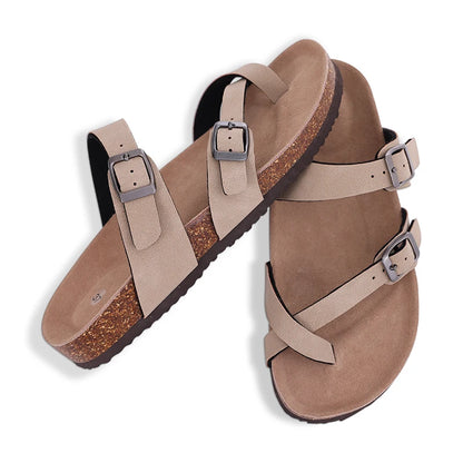 Mules en daim pour femmes Comwarm Fashion, pantoufles, sabots pour hommes, sandales à semelle intérieure en liège avec soutien de la voûte plantaire, claquettes d’extérieur pour la plage, chaussures d’intérieur