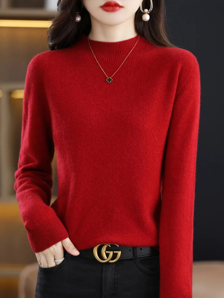 AOSSVIAO 2026 Automne Hiver pull à col montant factice uni pour femmes, pull en maille décontracté pour femmes, vêtements féminins basiques, hauts doux de base