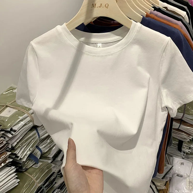 T-shirt pour femme, t-shirt pour filles, vêtements pour femmes, hauts, t-shirt en coton, t-shirt féminin à manches courtes, tee-shirt de printemps, haut sexy Y2K, blanc