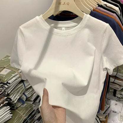 T-shirt pour femme, t-shirt pour filles, vêtements pour femmes, hauts, t-shirt en coton, t-shirt féminin à manches courtes, tee-shirt de printemps, haut sexy Y2K, blanc