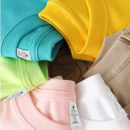Bornladies Summer T-shirt femme 100 % coton, basique, tendance, uni, manches courtes, haut à superposer ample, 230 g/m², hauts et chemises