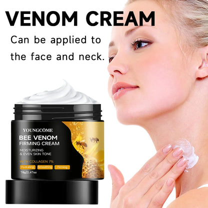 Crème premium au venin d’abeille pour le visage et le cou, boost de collagène, raffermissement et effet liftant de la peau, hydratant naturel non gras, soin doux amélioré