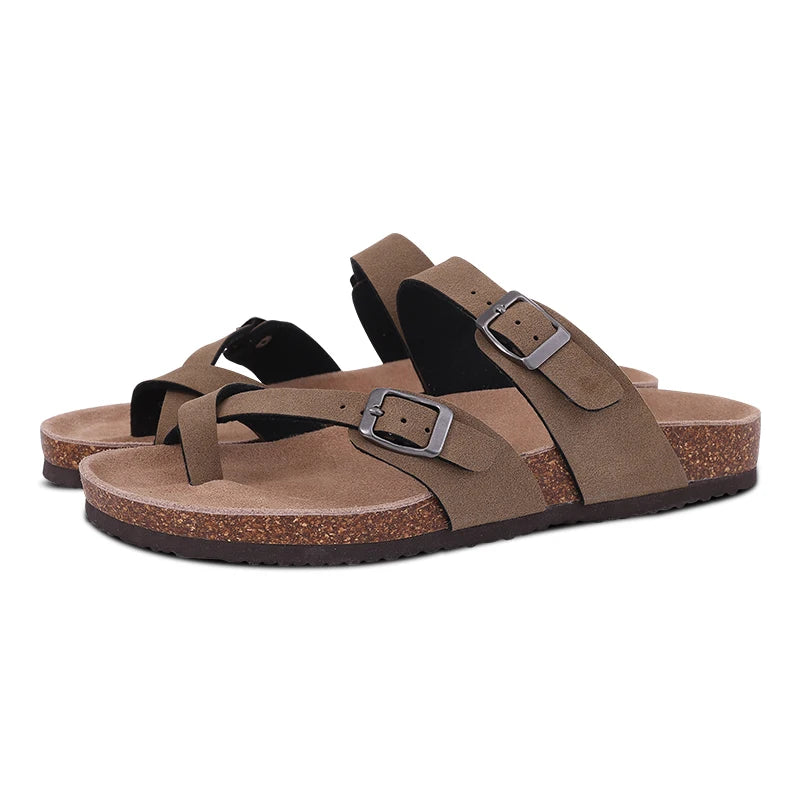 Mules en daim pour femmes Comwarm Fashion, pantoufles, sabots pour hommes, sandales à semelle intérieure en liège avec soutien de la voûte plantaire, claquettes d’extérieur pour la plage, chaussures d’intérieur