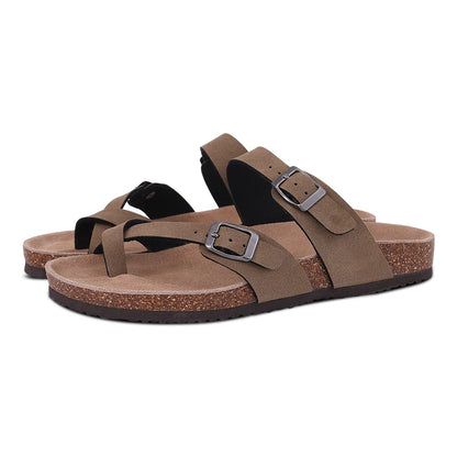 Mules en daim pour femmes Comwarm Fashion, pantoufles, sabots pour hommes, sandales à semelle intérieure en liège avec soutien de la voûte plantaire, claquettes d’extérieur pour la plage, chaussures d’intérieur