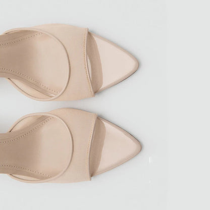 Mango2026 Sandales sexy à bout pointu et talon fin, à enfiler, respirantes, nouveau style d’été polyvalent, chaussures plates à enfiler pour femmes