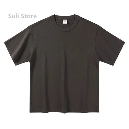 T-shirts unisexes 100 % coton 450 g de haute qualité T-shirts blancs T-shirt vierge d’été pour homme T-shirts pour homme
