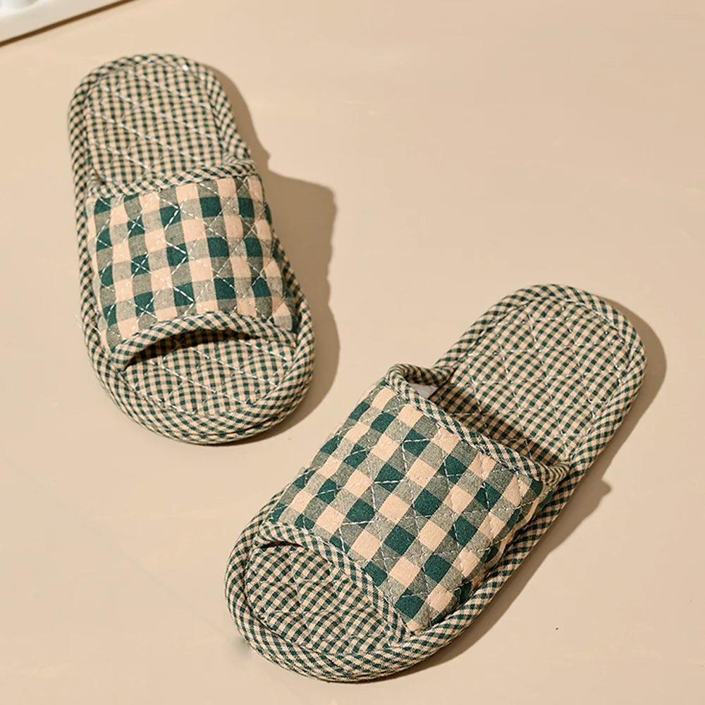 Pantoufles d’intérieur légères en coton doux à motif floral, chaussures de sol rétro et tendance pour la maison, pantoufles antidérapantes pour couple