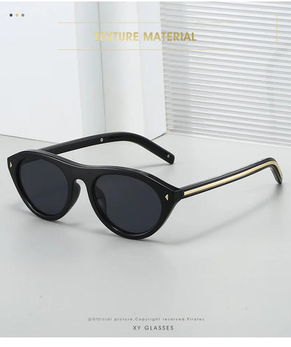 lunettes de soleil vintage petites rondes œil-de-chat pour femmes, nouvelle mode à rivets, sexy, noires léopard, lunettes de soleil tendance pour dames, lunettes d’extérieur modernes