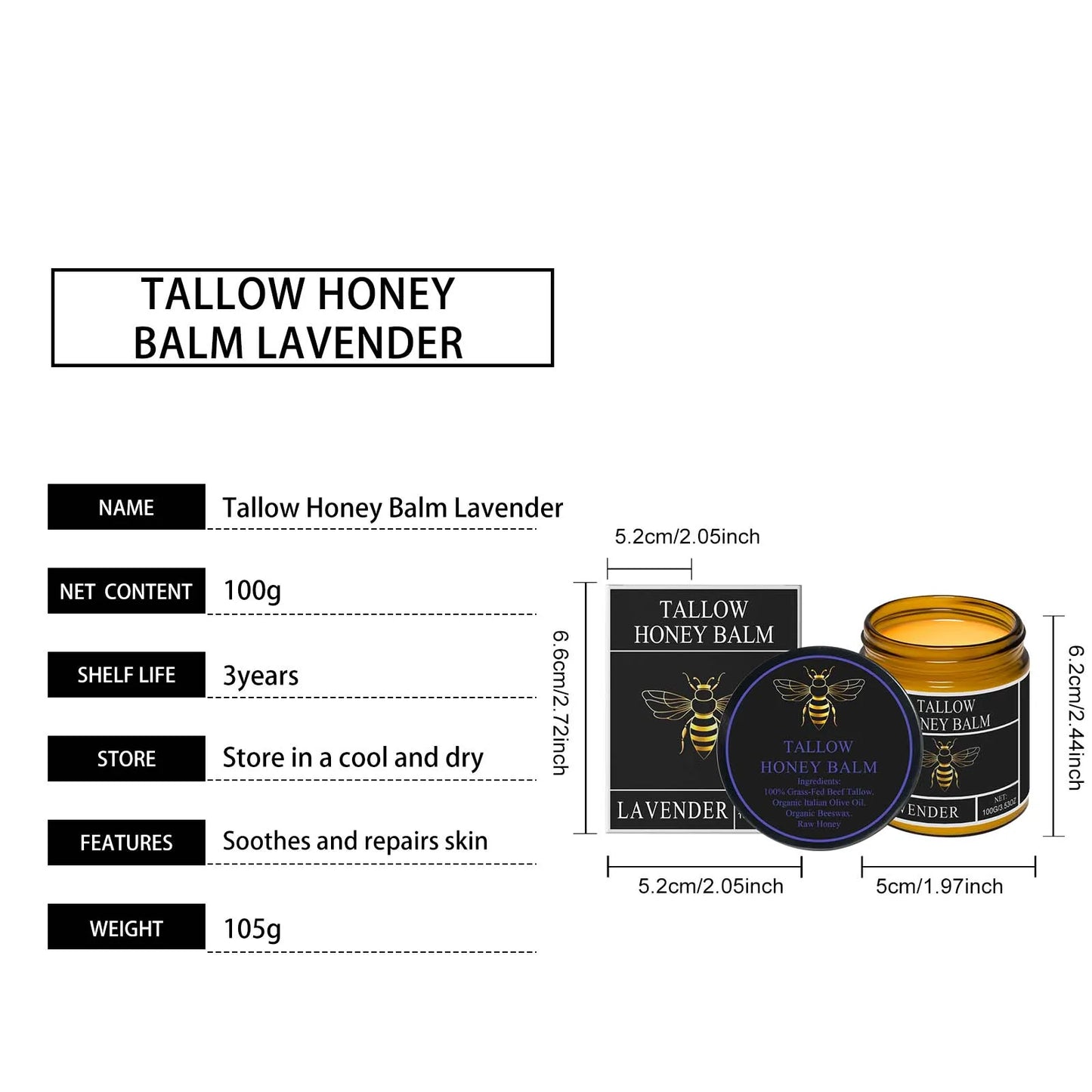 Lotion corporelle apaisante à la crème de miel et suif de bœuf, éclaircissante, atténuant les taches brunes, réduisant la mélanine, raffermissante, non grasse, hydratation durable.