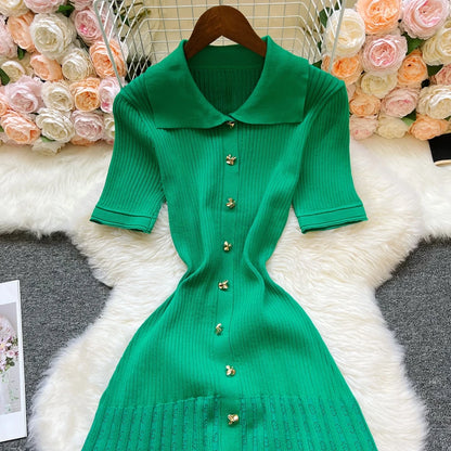 Robe longue en maille mode vintage de la marque YuooMuoo, col rabattu, élégante, à simple boutonnage, coupe trapèze, robe chemise longue pour femme, robes